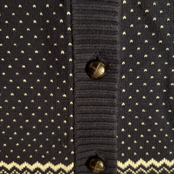 Ben Sherman Navy White Fair Isle Wool & Cotton Leather Button Cardigan Men’s L - Picture 8 of 14
